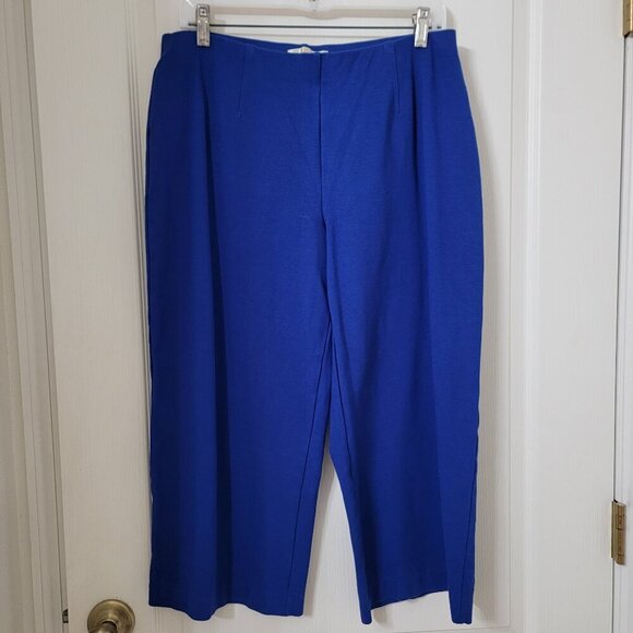 autres filles Size L Royal Blue Pull On Capri / Crop Stretch Pants Wide Leg, EUC - Picture 1 of 12
